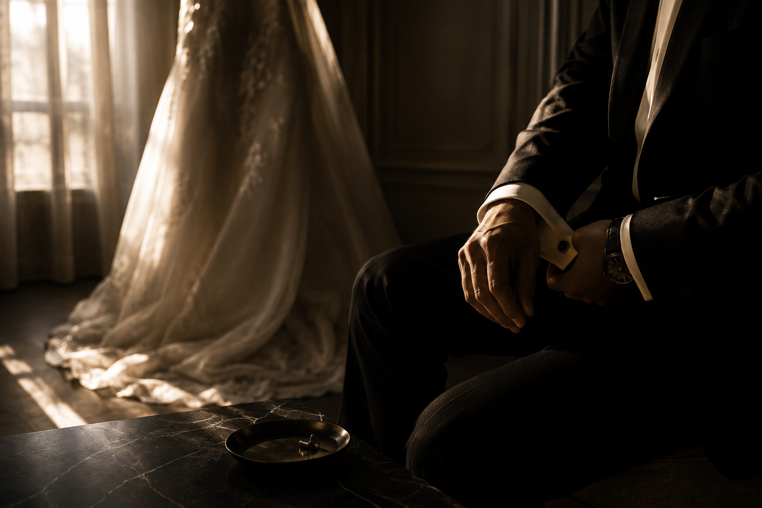 Cinematic wedding preparation moment